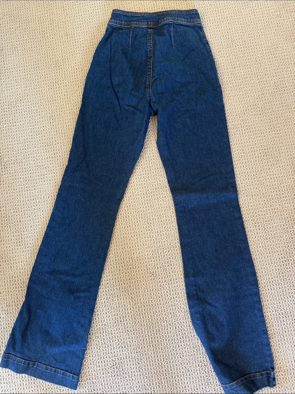 High-Rise Button-Front Women’s Jeans - Dark Blue - Picture 3 of 3